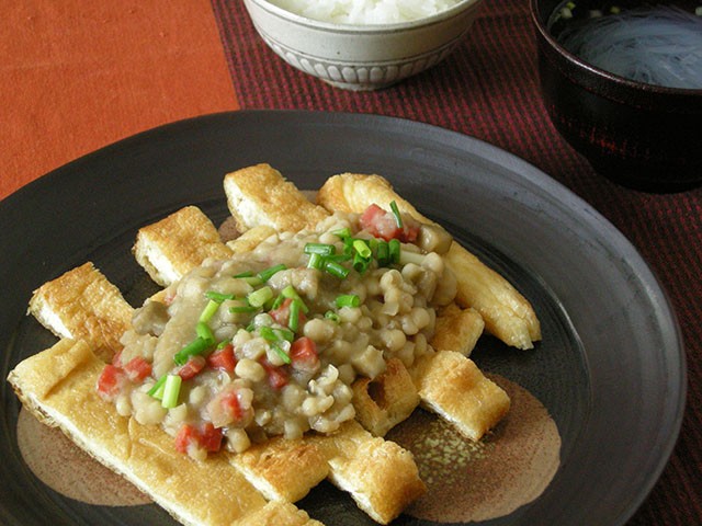 おあげの白小豆あんかけ